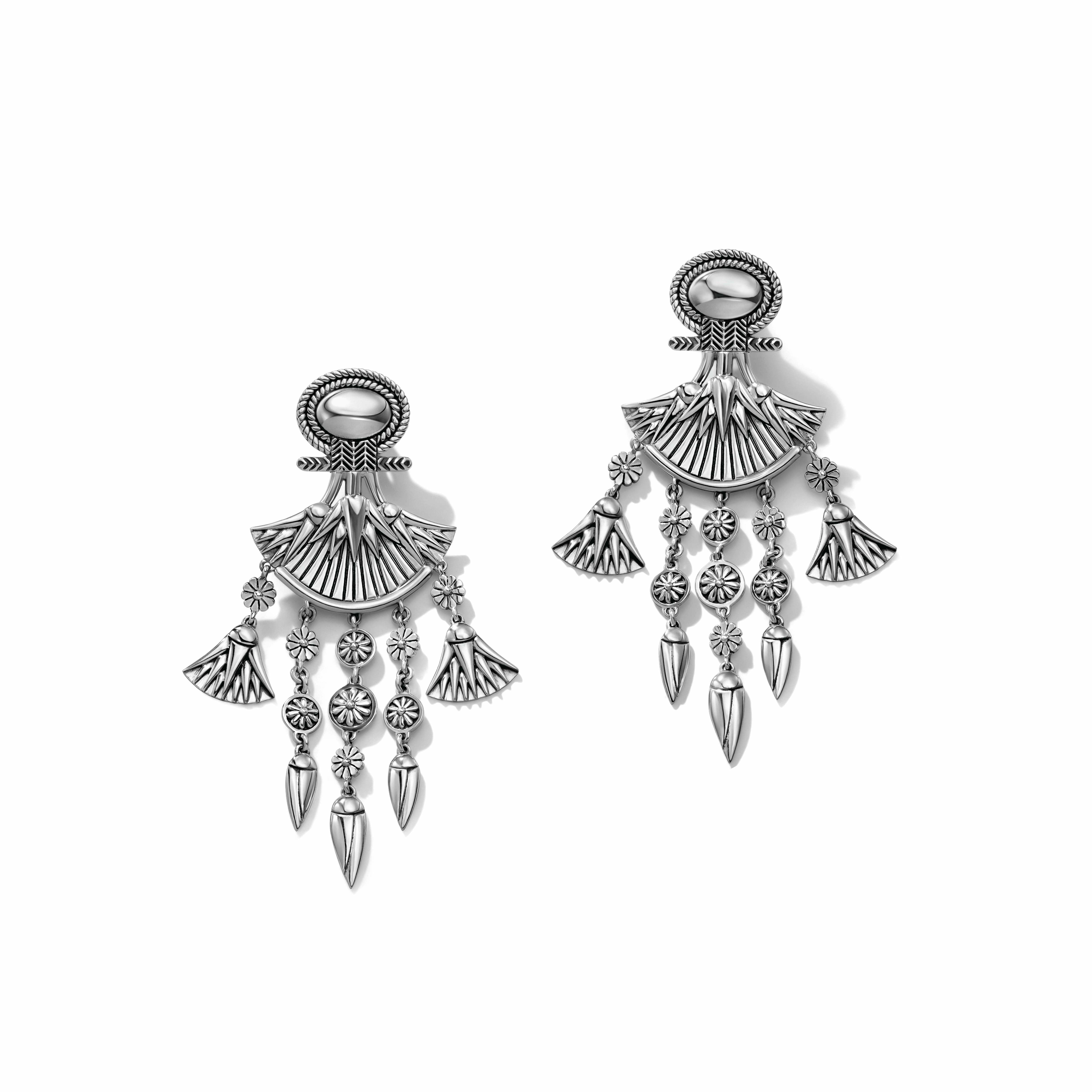 Lotus Drop Earrings by Azza Fahmy - Sterling Silver - Designer Earrings - CESS24001NNNN