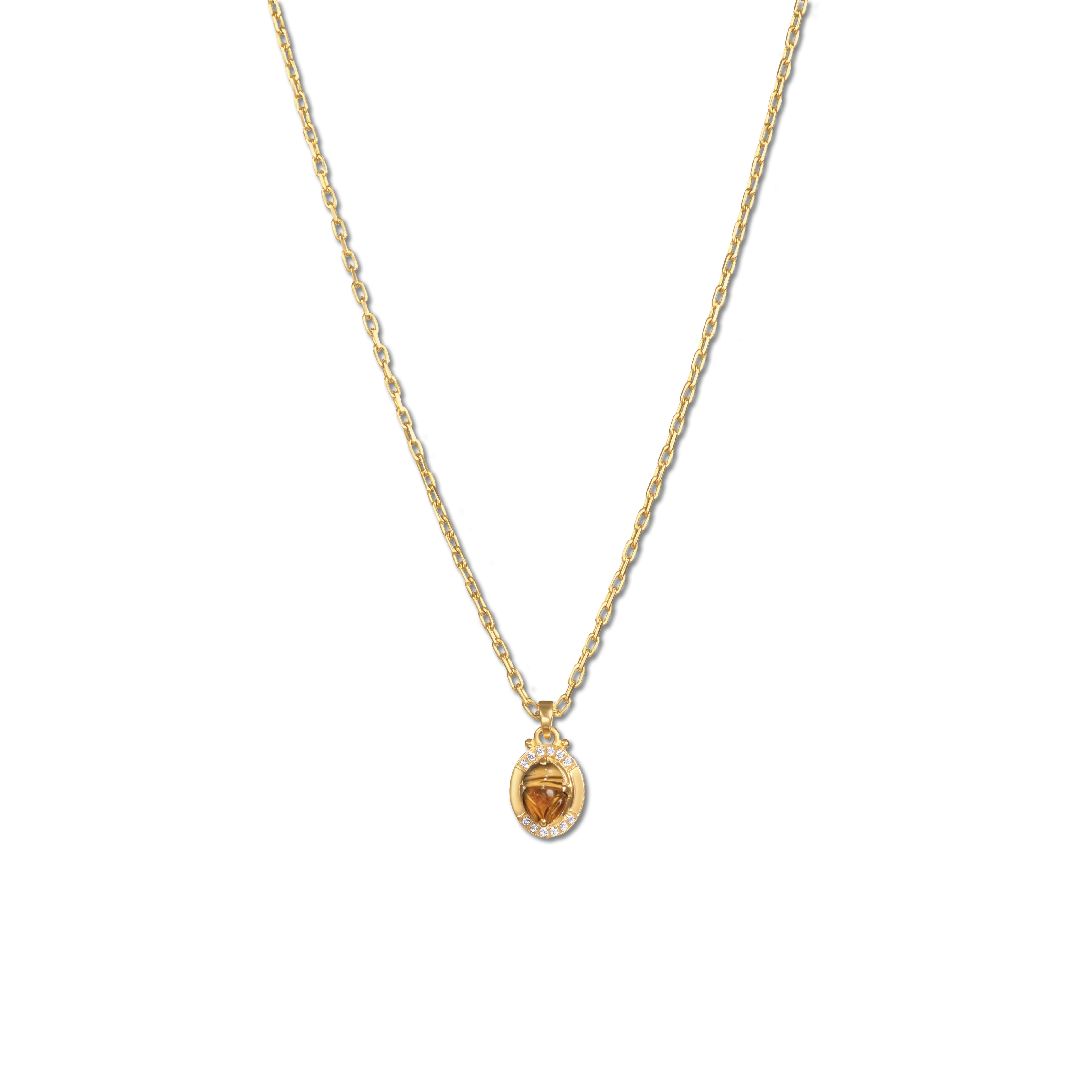 Scarab Stone Necklace by Azza Fahmy - Gold - Designer Necklaces - CNGG21001YBNN