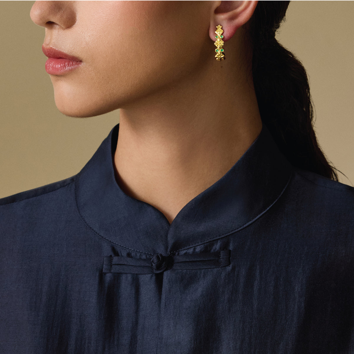 Gold Floral Tribal Earrings