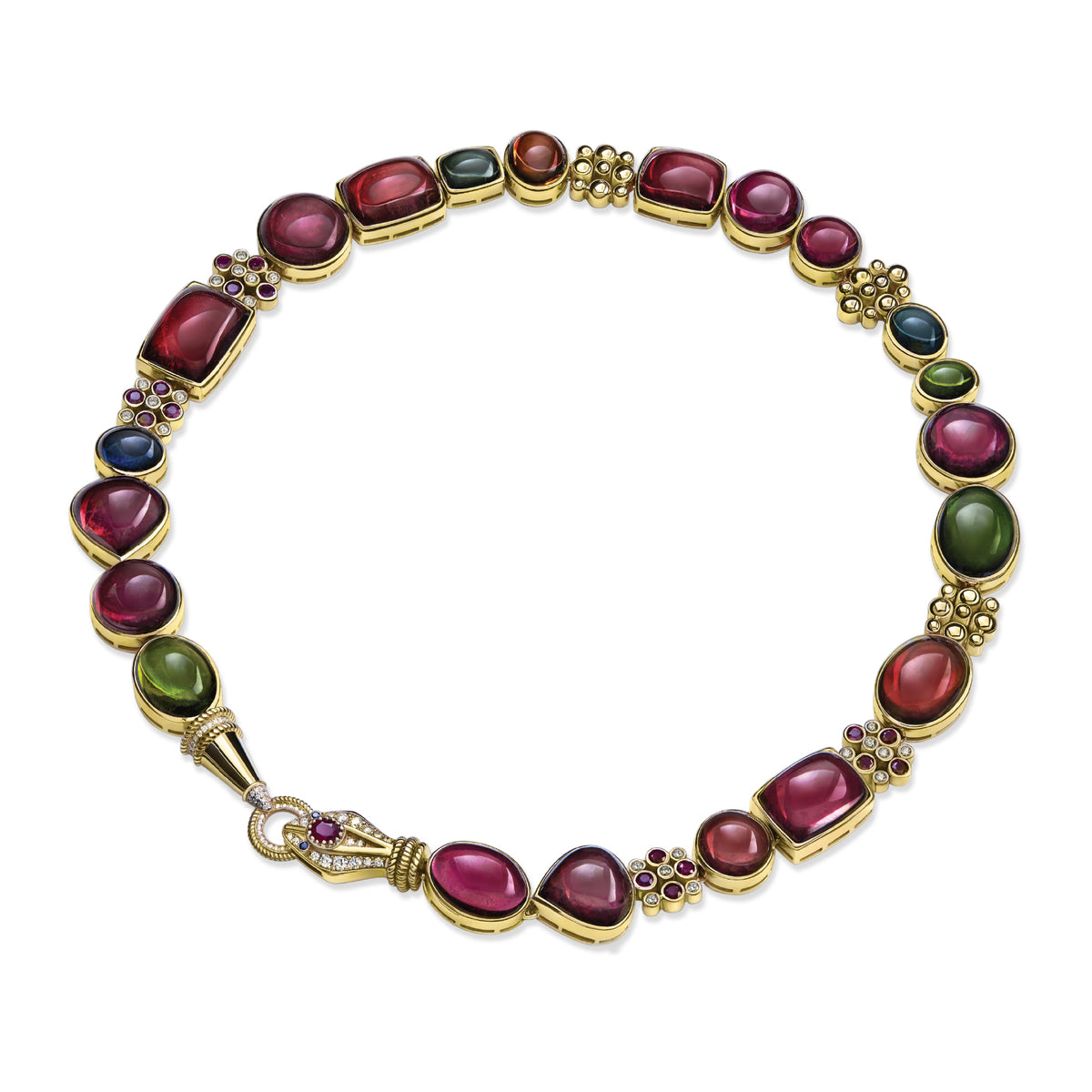 Snake Stones Gold Necklace