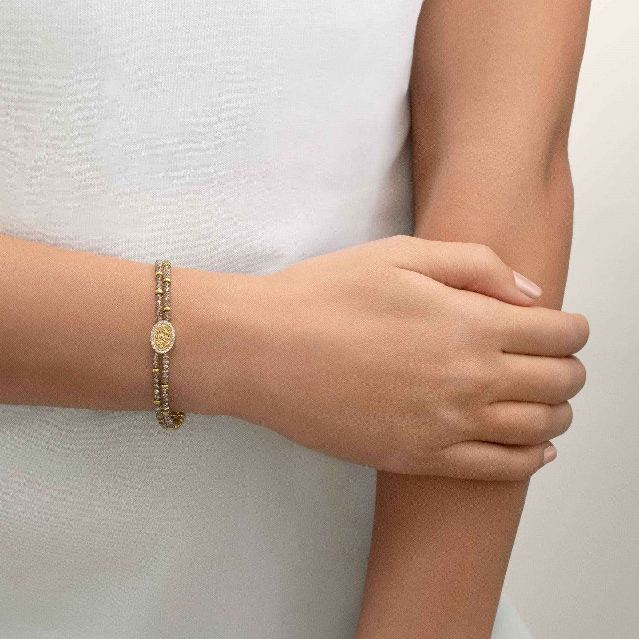 Eternity Beaded Bracelet by Azza Fahmy - Gold|Sterling Silver - Designer Bracelets - LBGG24005YAOO
