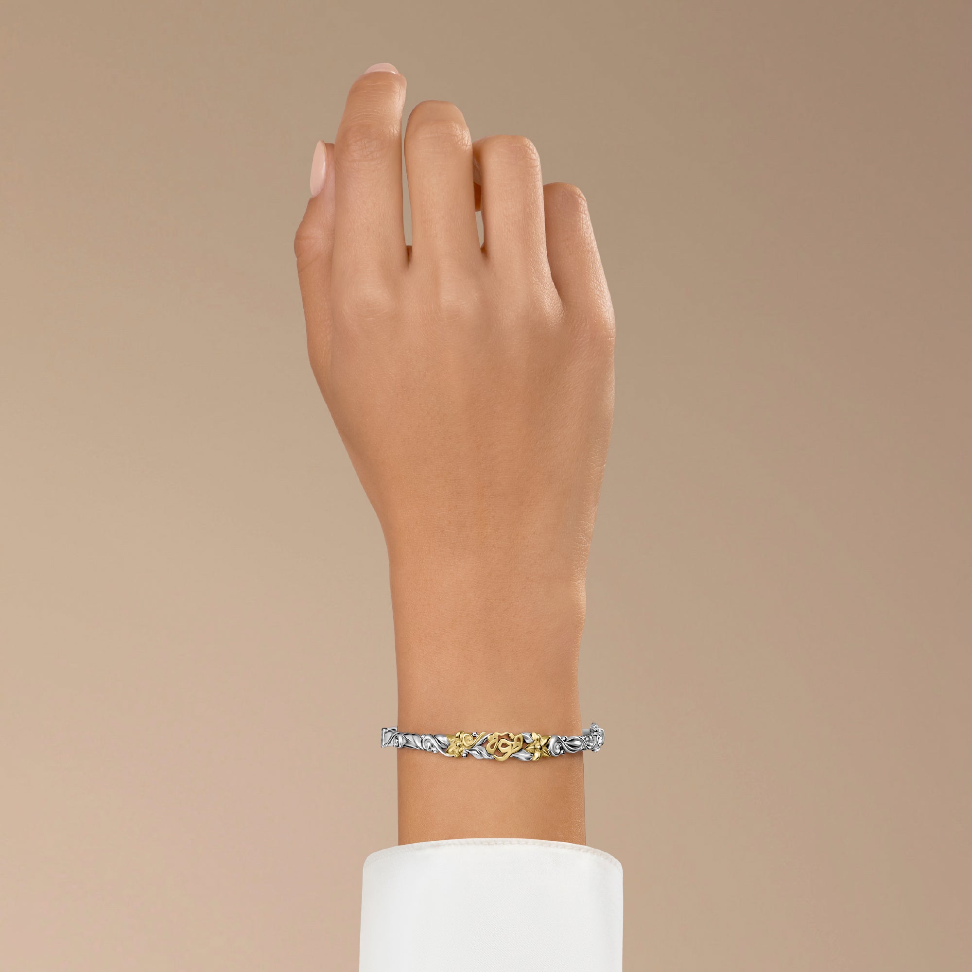 Happiness Bangle by Azza Fahmy - 18kt Gold|Sterling Silver - Designer Bracelets - FBSG25004NNSS