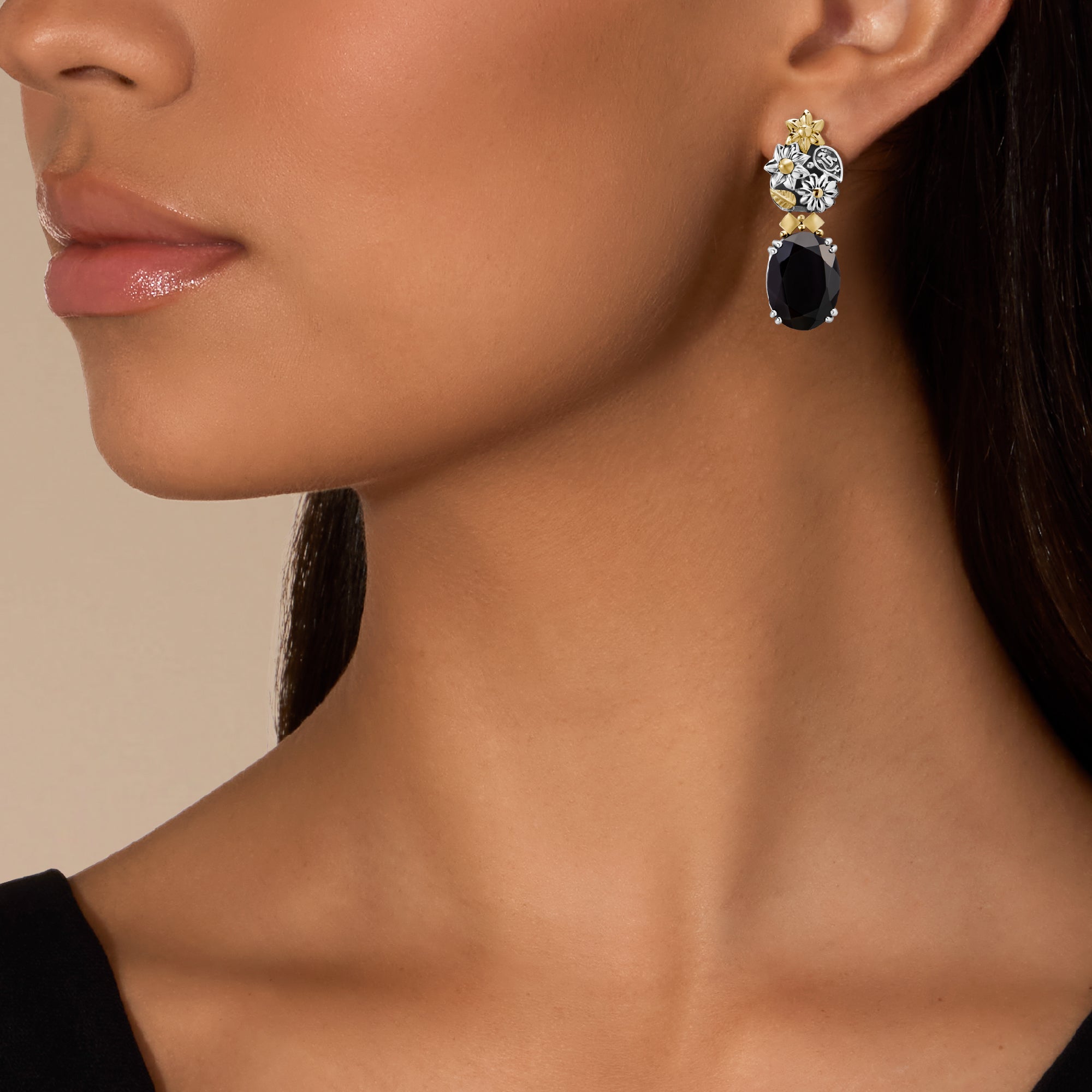 Bouquet of Blessings Earrings by Azza Fahmy - 18Kt Gold|Sterling Silver - Designer Earrings - FESG25002YBNN