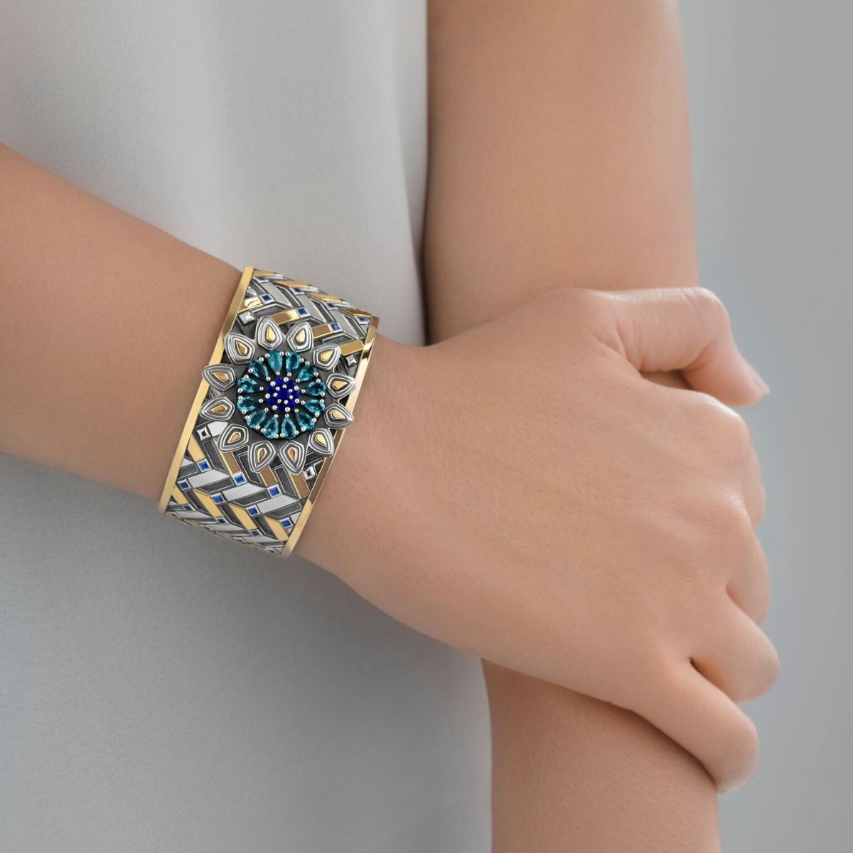 Qalawun-Muzhir Bangle by Azza Fahmy - Gold|Sterling Silver - Designer Bracelets - CBSG20002YANN