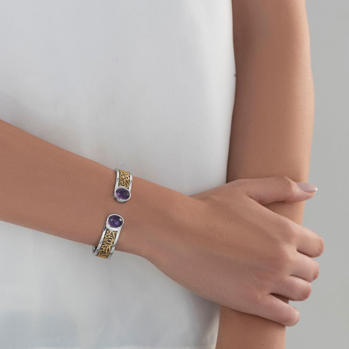 Calligraphy Bangle by Azza Fahmy - Gold|Sterling Silver - Designer Bracelets - CBSG21002YASS