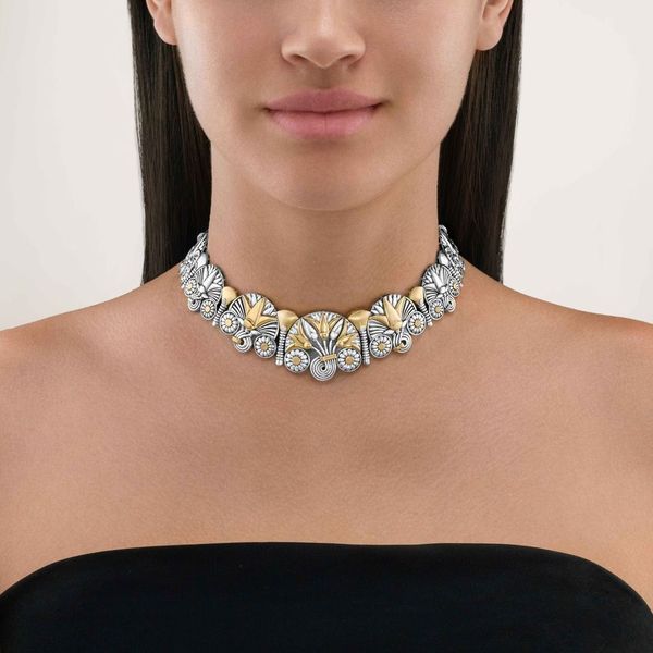 Lotus Choker by Azza Fahmy - Gold|Sterling Silver - Designer Necklaces - CNSG24001NNOO
