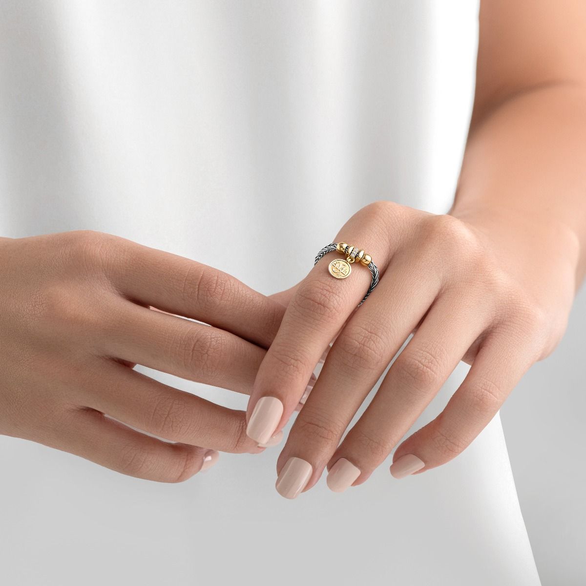 Affection Roman Chain Ring by Azza Fahmy - Gold|Sterling Silver - Designer Rings - CRSG21002YA54