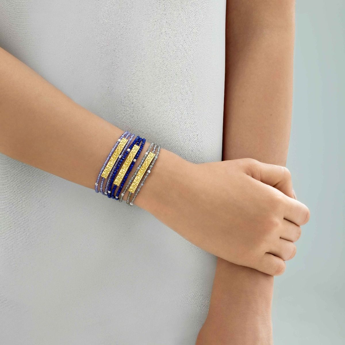 Wrap-Around Beaded Bracelet by Azza Fahmy - Gold|Sterling Silver - Designer Bracelets - FBSG23001YCOO