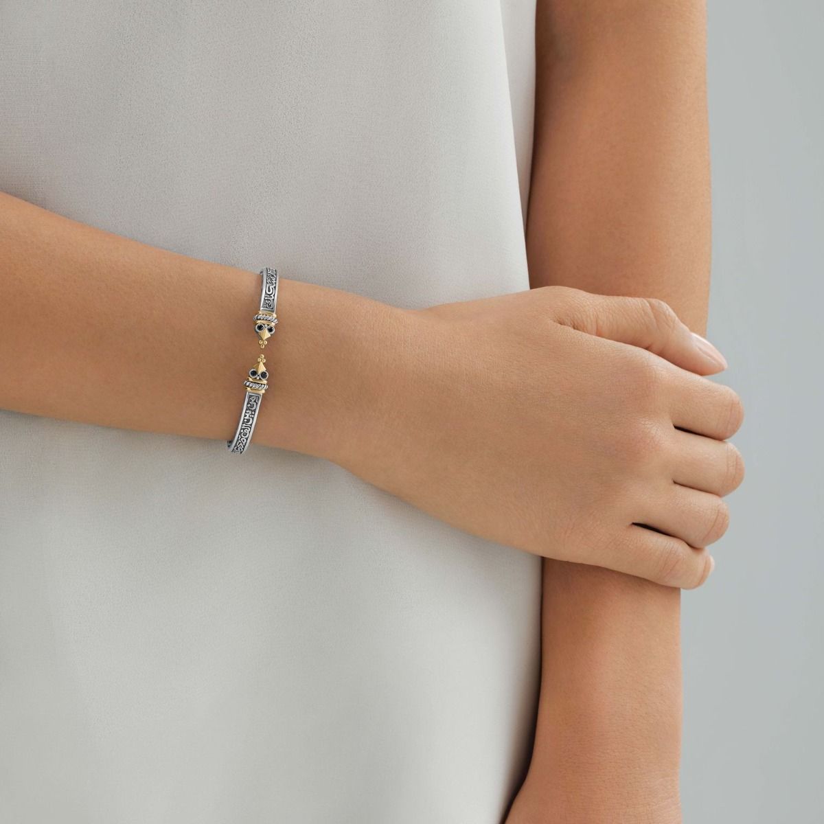 Tribal Calligraphy Bangle by Azza Fahmy - Gold|Sterling Silver - Designer Bracelets - FBSG23003YASS