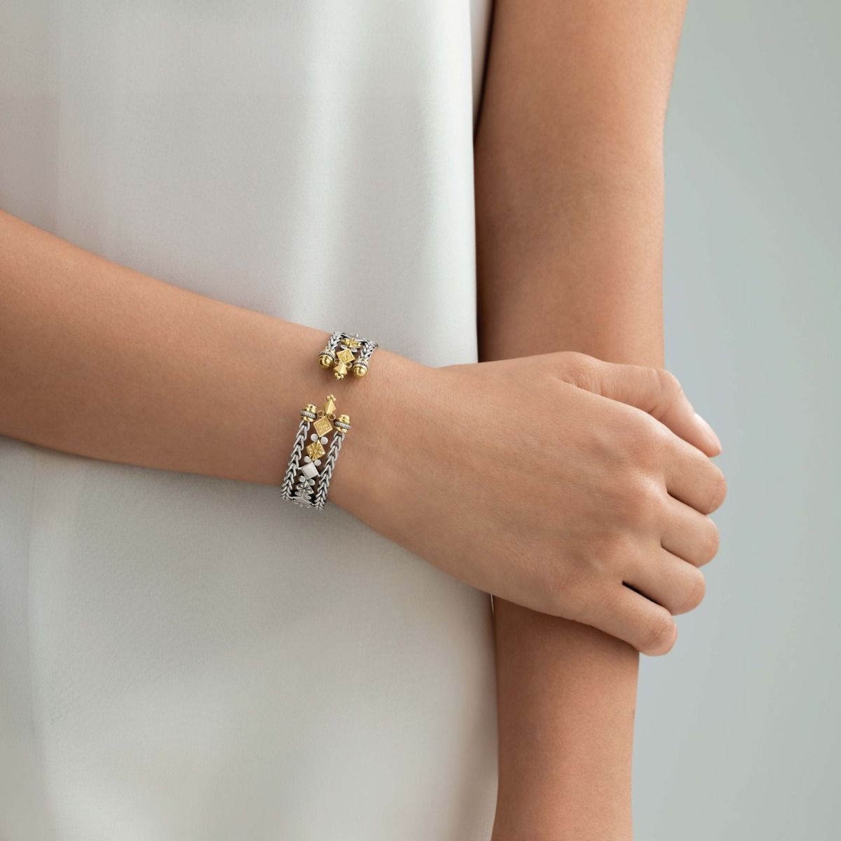 Roman Chain Bangle by Azza Fahmy - Gold|Sterling Silver - Designer Bracelets - FBSG23004YAMM