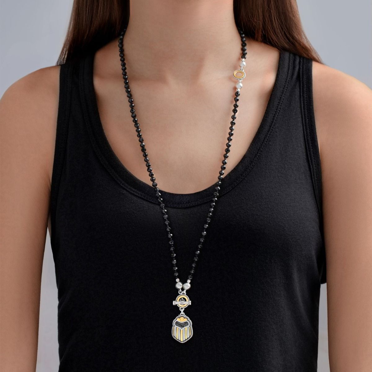Multi-wear Scarab Necklace by Azza Fahmy - Gold|Sterling Silver - Designer Necklaces - FNSG20002YANN