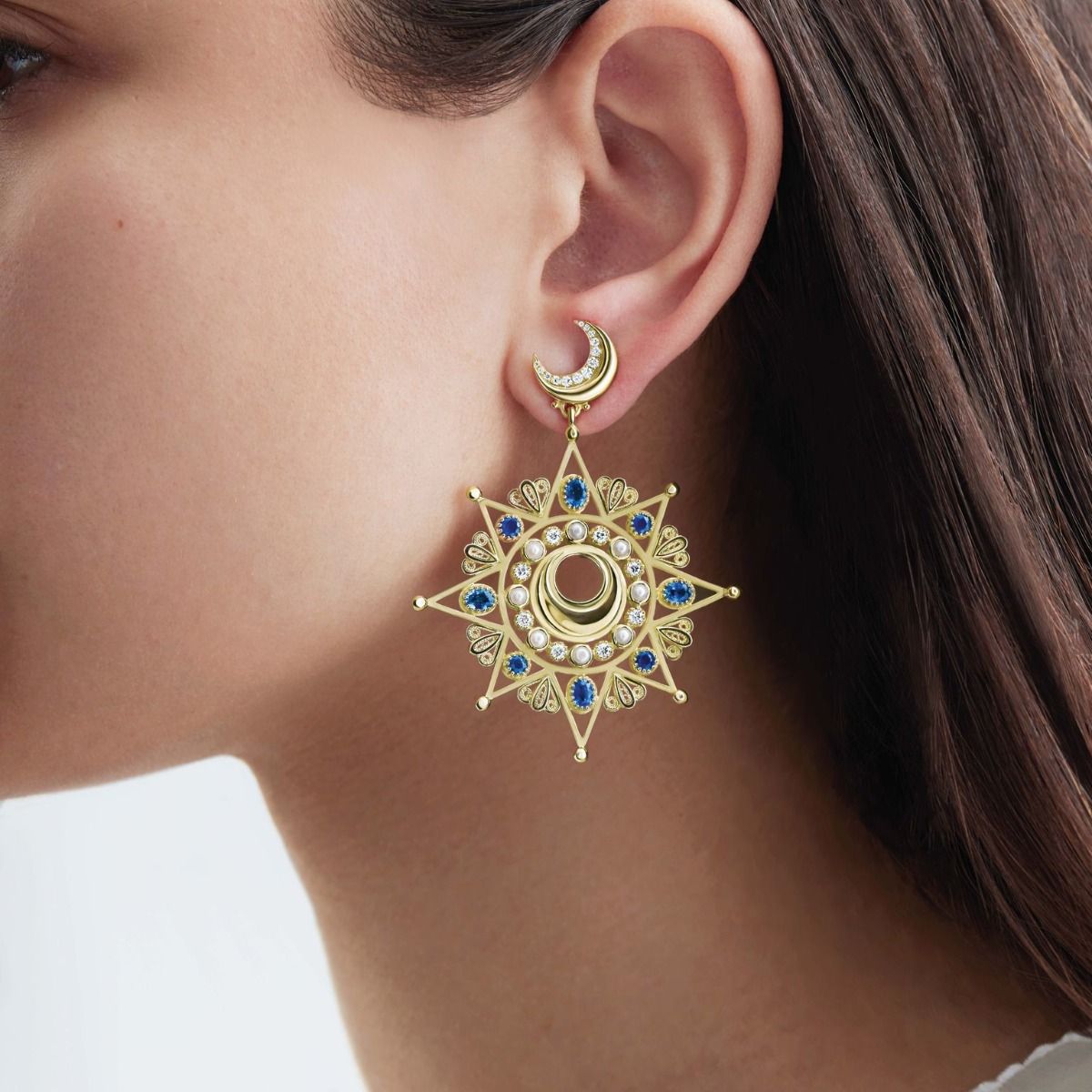 Ottoman Star Earrings by Azza Fahmy - Gold - Designer Earrings - LEGG22004YBNN