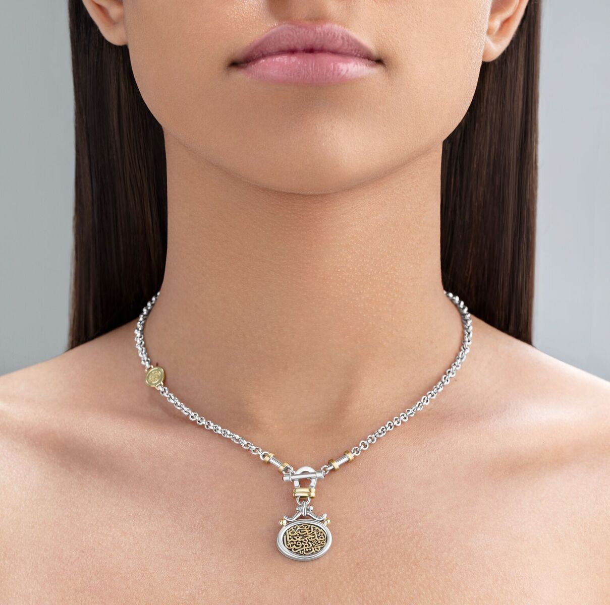Love T-Lock Necklace by Azza Fahmy - Gold|Sterling Silver - Designer Necklaces - FNSG19001YANN