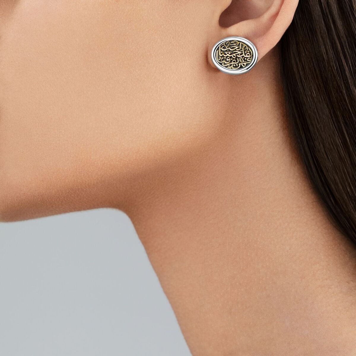 Love Button Earrings by Azza Fahmy - Gold|Sterling Silver - Designer Earrings - FESG19001NNNN