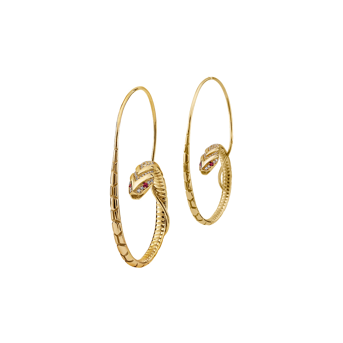 The Snake Hoop Earrings by Azza Fahmy - Gold - Designer Earrings - CEGG17001YCNN