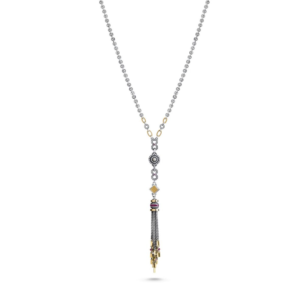 Tassel Art Deco Necklace by Azza Fahmy - Gold|Sterling Silver - Designer Necklaces - CNSG22005YANN