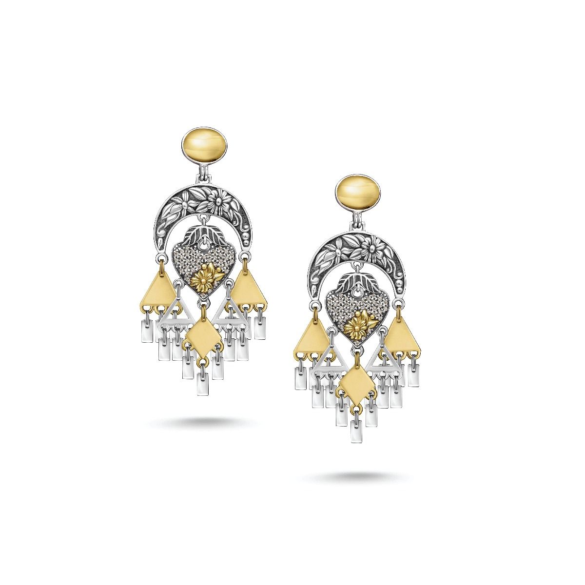 Fallahy Floral Earrings by Azza Fahmy - Gold|Sterling Silver - Designer Earrings - FESG23002YANN
