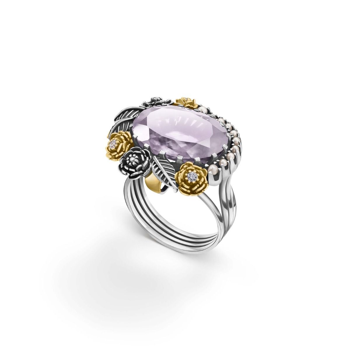 Floral Bloom Ring by Azza Fahmy - Gold|Sterling Silver - Designer Rings - FRSG23006YC53