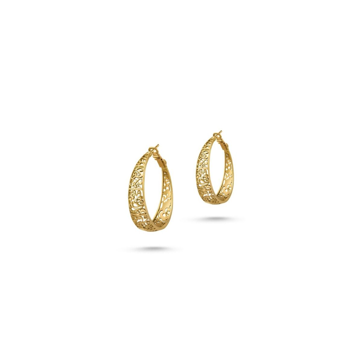 Floral Hoop Earrings by Azza Fahmy - Gold - Designer Earrings - LEGG23003NNNN