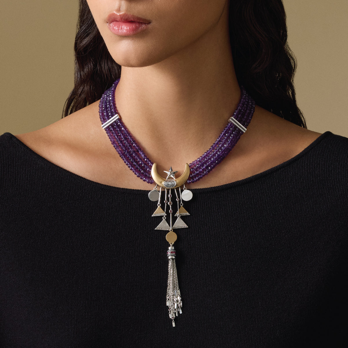 Beaded Crescent Necklace