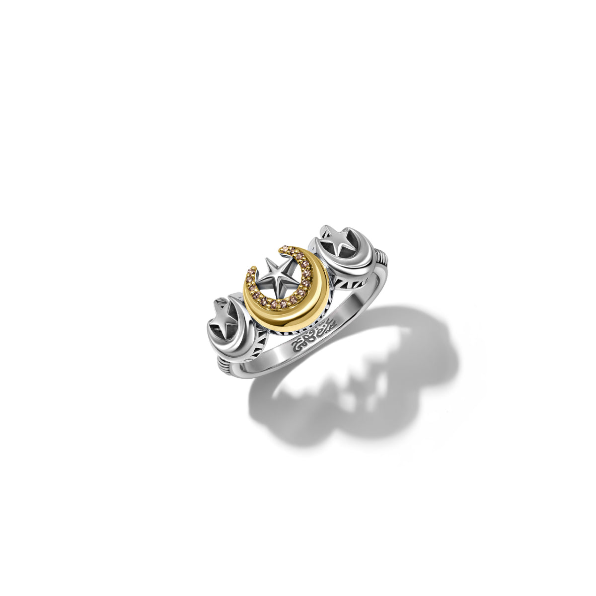 Three Star & Crescent Ring