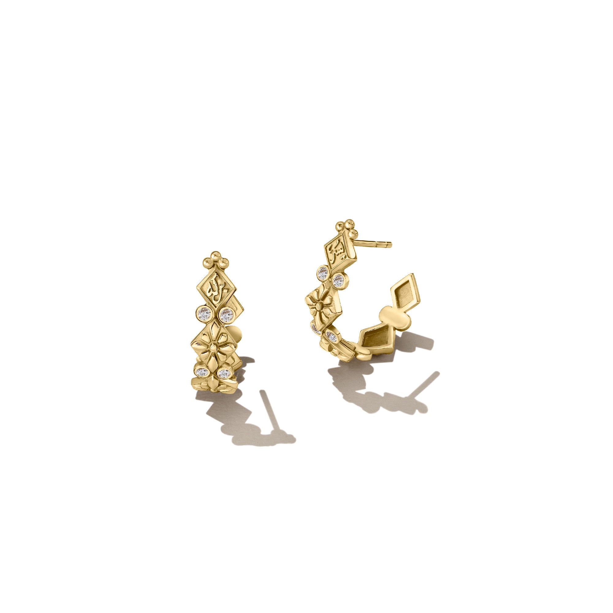 Gold Floral Tribal Earrings