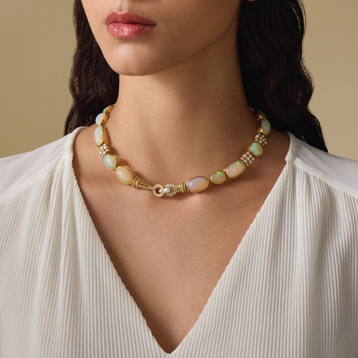 Snake Stones Gold Necklace