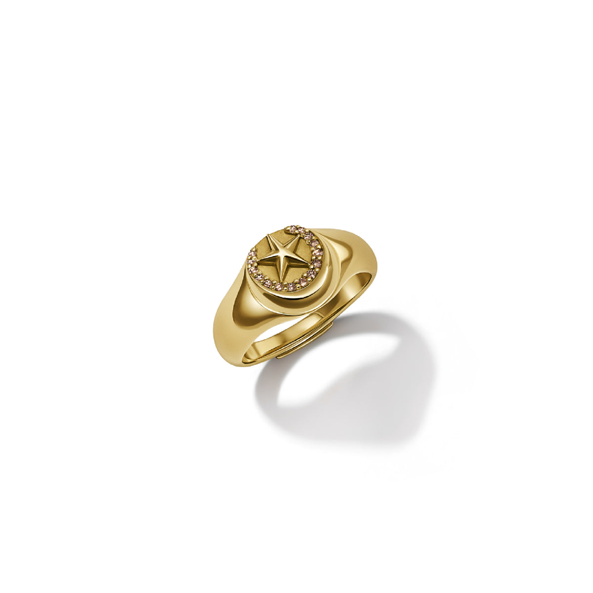 Gold Star & Crescent  Chevalier Ring