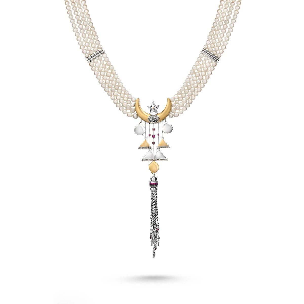 Beaded Crescent Necklace by Azza Fahmy - Designer Necklaces
