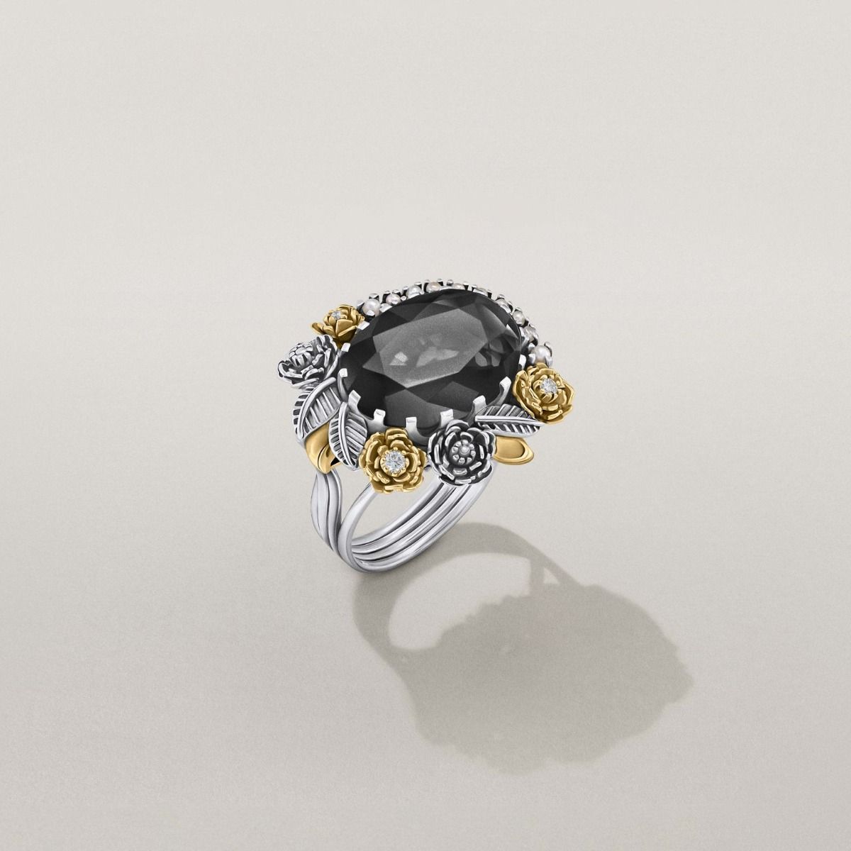 Labradorite Floral Bloom Ring by Azza Fahmy - Designer Rings